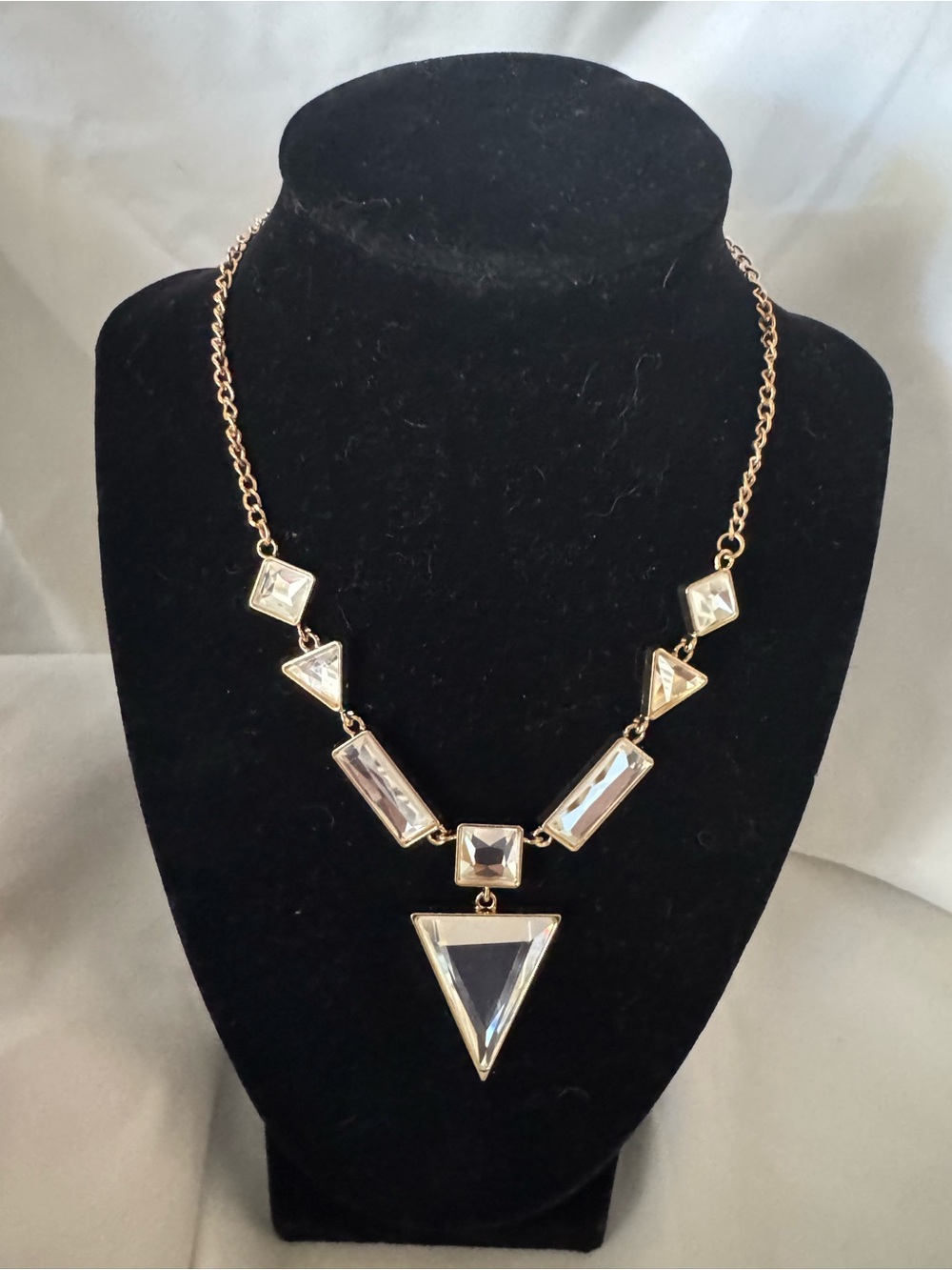 paparazzi Gold-Tone Clear Geometric Pendant Necklace